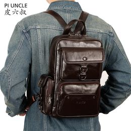 School Bags Luxury Brand Genuine Leather Backpack For Men Fashion Travel Multifunction Waterproof Chest Packs Casual Messenger Bag 230817