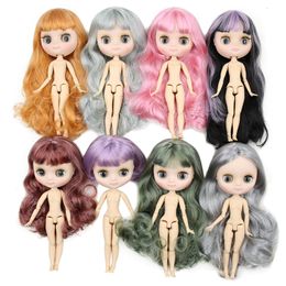 Dolls Middie blyth nude doll 20cm joint body matte face makeup gray eyes soft hair DIY toys gift with gestures 230816