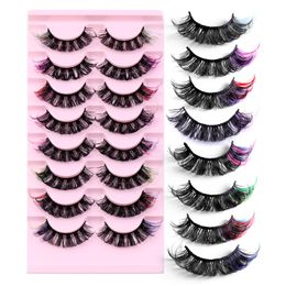 Handmade Reusable Colour Fake Eyelashes Fluffy Wispy Thick Natural Coloured Lashes Extensions Naturally Soft Delicate DHL
