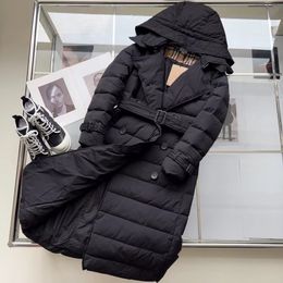 Women's Hooded Long Down Coat Designer Cotton jackets Winter Warm Outdoor Parkas Fashion Windbreaker Womens Down Coat Windproof S-L