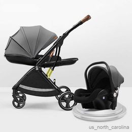 Strollers# 3 in 1 baby stroller Newborn Baby Carriage High Landscape four wheels stroller Folding shock absorption baby accessories R230817