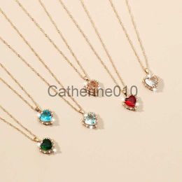 Pendant Necklaces Fashion Heart Necklace for Women New Sweet Zircon Heart Pendant Necklace Female Elegant Charm Minimalism Stainless Steel Chain J230817