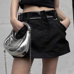 Hobo MBTI Silver Glossy Handbags for Women Designer Luxury 2023 New Trend Shoulder Bag Chain Pu Leather Casual Hobos Crossbody Bags HKD230817