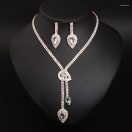Necklace Earrings Set Korean Wedding Dress Earring Super Immortal Love Big Water Drop Gem Two Piece Women's Accessories