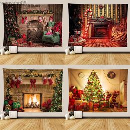 Tapestries 2022 Christmas Tree Tapestry Christmas Gift Fireplace Christmas Farmhouse Decoration Kitchen Wall Blanket Feliz Navidad230x180cm R230817