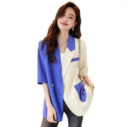 Women's Suits Three-Quarter Sleeve Blazer Jacket Short 2023 Fashion Spring Summer All-match Slim Office Suit Coat Female Outerwear
