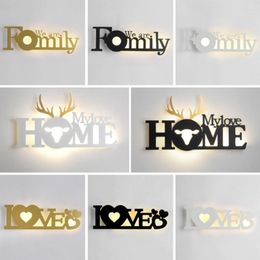 Wall Lamp LED AC220V Letter Love&Home&Family 13W Modern Warm Style Living Dining Bedroom Background Aesthetic Art Decor Lighting