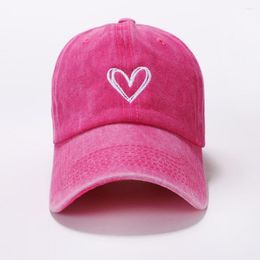 Ball Caps Women's Baseball Cap Washed Cotton Embroidery Love Curved Eaves Visor Hats For Girls