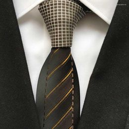 Bow Ties 2023 Men's Novelty Panel Neck Tie Golden Grids Knot With Body Diagonal Stripes Neckties