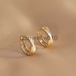 Charm Vintage Elegant 14K Real Gold Plated Shell Fritillaria Cross Hoop Earrings for Women Temperament Jewelry WeddParty Gift Ins J230817