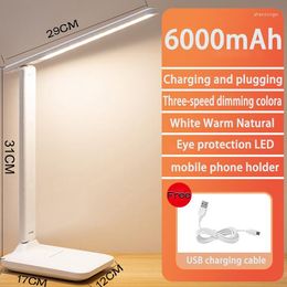 Table Lamps 6000mAh Chargeable LED Lamp USB 3 Color Stepless Dimmable Desk Touch Foldable Eye Protection Reading Night Light