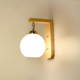 Wall Lamps Modern Wood Glass LED Lamp Mirror Front The Restaurant Coffee Shops Living Background Decorating Light Fixture