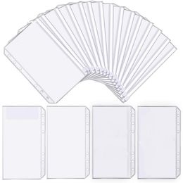 Filing Supplies 25Pcs A6 Binder Pockets Transparent PVC 6Hole Zip Folder Plastic Money Budget Envelopes 230816