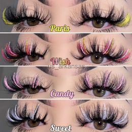 False Eyelashes Asiteo Glitter Coloured Ombre Lashes Mink 25MM Fluffy Colour Streaks Cosplay Makeup Cruelty Free Eyelashes Wholesale Supplier HKD230817