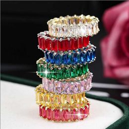 Band Rings Wedding Luxury Multicolor Zirconia Ring Green Classic Style Sparkling CZ Crystal Bridal Jewelry Free Shipping Anniversary Gift J230817