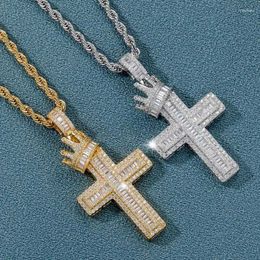 Pendant Necklaces Pendant Necklaces Crown Cross Hip Hop Square Round Zircon Micro-Inlaid Retro Personalized Men And Women