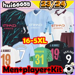 5XL 23/24 9#HAALAND GREALISH soccer jerseys STERLING Manchester MAHREZ BRUYNE PHILLIPS CITIES GREALISH DE FODEN JOAO 23 24 Fans Player Kids kits socks football shirt