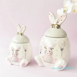 Storage Bottles European-style Pink Golden Series Jar Large-capacity With Lid Creative Cartoon Relief Home Container