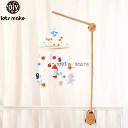 Lets Make Baby Wooden Rocket Bed Bell Holder Celestial Pattern Infant Crib Hanging Toys Bracket Adjustable Bedding Frame HKD230817