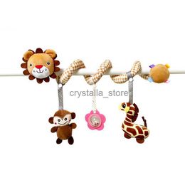 Baby Rattle Cartoon Animal Hanging Bed Bells for Eye Sensing Interactive Car Seat Toy Rattle Crib Squeaker Doll Baby Rattles HKD230817