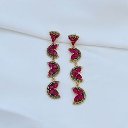 Stud Real 18K Gold Plated Colourful Watermelon Zircon Flower Candy Earrings Jewelries Letter wedding gift factory wholesale With Free dust bag