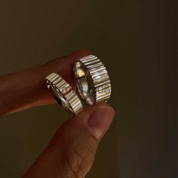 Band Rings Silver Colour Finger Rings for Women Couple Light Luxury Ladies Gear Trendy Fine Jewellery Opened Antique Rings Anillos J230817