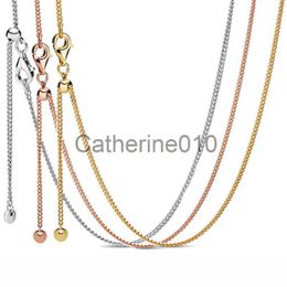 Pendant Necklaces Authentic 925 SterlSilver Rose Gold Curb SlidClasp Chain Adjust Basic Necklace For Women Bead Charm Diy Fashion Jewelry J230817