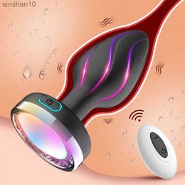 Anal Toys Wireless Remote Control Butt Plug Colourful Light Anal Plug Vibrator Prostate Massager Sex Toys Women Adult Toys for Men Buttplug HKD230816