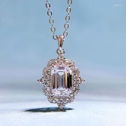 Chains 2023 925 Silver Imitation Emerald Cut 6 9 Necklace Pendant Female European And American Luxury Ins Style