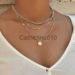 Pendant Necklaces Fashion Multi-layer Trade Collarbone Short Pendant Sweater Chain Ladies Small Disc Multi-layer Necklace Custom Accessories J230817