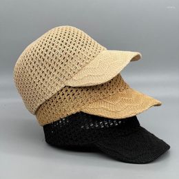 Ball Caps Korean Version Of Women's Summer Straw Hat Hollow Mesh Sunshade Cap Fashion Breathable Leisure Trend Baseball