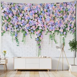 Decorative Objects Figurines Rose Flower On The Wall Tapestry Hanging Boho Hippie Tapiz Art Nature Scenery Aesthetics Room Home Decor 230816