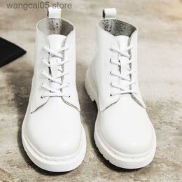 Boots Women Boots Genuine Leather Women White Ankle Boots Motorcycle Boots Female Spring Autumn Winter Shoes Woman Punk Botas Mujer T230817