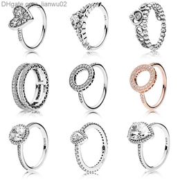 Band Rings NEW 100 925 Sterling Silver pandora Ring fashion Popular Charms Wedding Ring For Women Heartshaped Lovers Round Rings DIY Jewelry Z230817