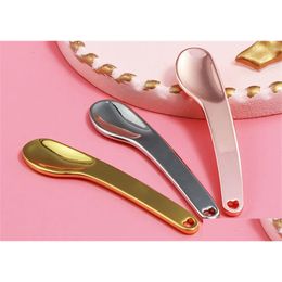 Spoons Factory Curved Cosmetic Spata Scoops Makeup Mask Spatas Facial Cream Spoon For Mixing And Samplingrose Gold/Sier/Gold Drop Deli Dhdc6