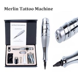 Tattoo Machine Merlin Permanent Makeup with Pen Gun Needles Power Supply Eyebrow Fast Delivery 2308017