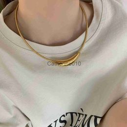 Pendant Necklaces AENSOA Modern Soft Elastic Rope Chain Stainless Steel Necklace for Women Fashion Snake Bone Chain Gold Color Choker Necklaces J230817