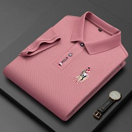 Men's Polos Summer Breathable Jacket Luxury Men's Cotton Embroidered Business Short Sleeve POLO Shirt Solid Colour Lapel Men Casual 230816