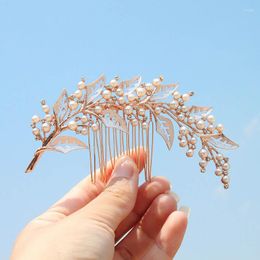 Hair Clips Leaf Comb Pearl Alloy Tiaras Side Pin For Women Wedding Accessories Fashion Girls Hairpin Charm Bridal Jewellery