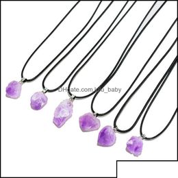 Pendant Necklaces Natural Stone Irregar Amethyst Crystal Necklace For Women Jewelr Baby Drop Delivery 2021 Dhdob Jewellery Pendants Dhsmi