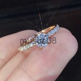 Band Rings Delysia King Women Trendy Shiny Crystal Ring Simplicity Elegant Temperament Engagement Wedding Jewellery J230817