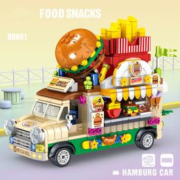 Figure Model Block Creative Lepin Brick Ice Cream Toy Street View Build Block Dining Car Mini Block Barbie Car Food Snacks Shop Bricks Toys For Kids Barbie Camper Van