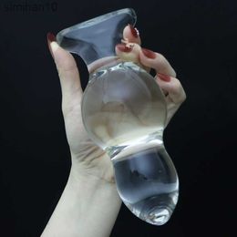 Anal Toys Two Beads Glass Anal Plug Smooth Butt Plug Anal Dilator Prostate Massager Vaginal Stimulate Expanding Sex Toys For Women Men 18 HKD230816