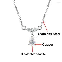 Pendant Necklaces 5x7mm Drop Pear-shaped Moissanite Stainless Steel Jewellery For Women Wedding Party Gifts