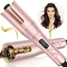 Auto Hair Curler, Automatic Curling Iron Wand With 4 Temperatures & 3 Timers & LCD Display, Curling Iron With 1" Large Rotating Barrel, Dual Voltage Auto Shut-Off Spin Iron