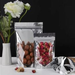 300pcs Mylar Stand Up Aluminium Foil Clear Package Pack Bags for Food Coffee Storage Resealable Zip Lock Packing Bag wholesale Hesvn