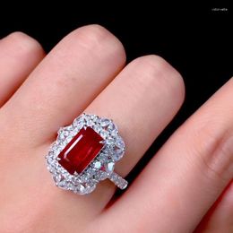 Cluster Rings DIWENFU Genuine 925 Sterling Silver Rubellite Gemstone Ring For Women Anillos De Red Ruby Jewellery Join Party Anel
