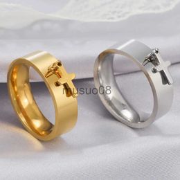 Band Rings COOLTIME Supernatural Cross Women's Ring Trendy Stainless Steel Jewellery 2023 Small Cross Pendant Ring Wedding Anniversary Gift J230817