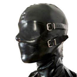 Party Masks Latex Mask Sexy Rubber Hood with Eyes Cover Detachable Mouth Plug Fetish Headgear Handmake Costume 230816