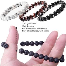 Strand Natural Couple Bracelet Vows Eternal Love Charms Gifts Set Lover Women Men Lava Stone Bracelets Elastic Rope Charming Jewelry